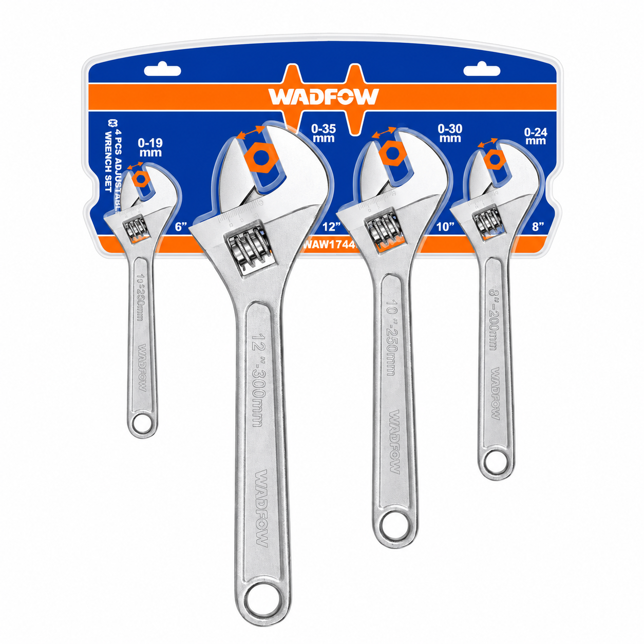 Jeu de 4 Clés à Molette Réglables – 6", 8", 10" et 12"