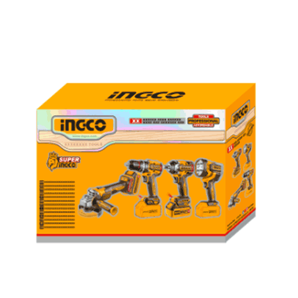 Pack De 4 Machines Perc Visseuse 96Nm+Boulonneuse 1/2 500nm+Meuleuse 115Mm+Lampe Torche Ingco - image 5