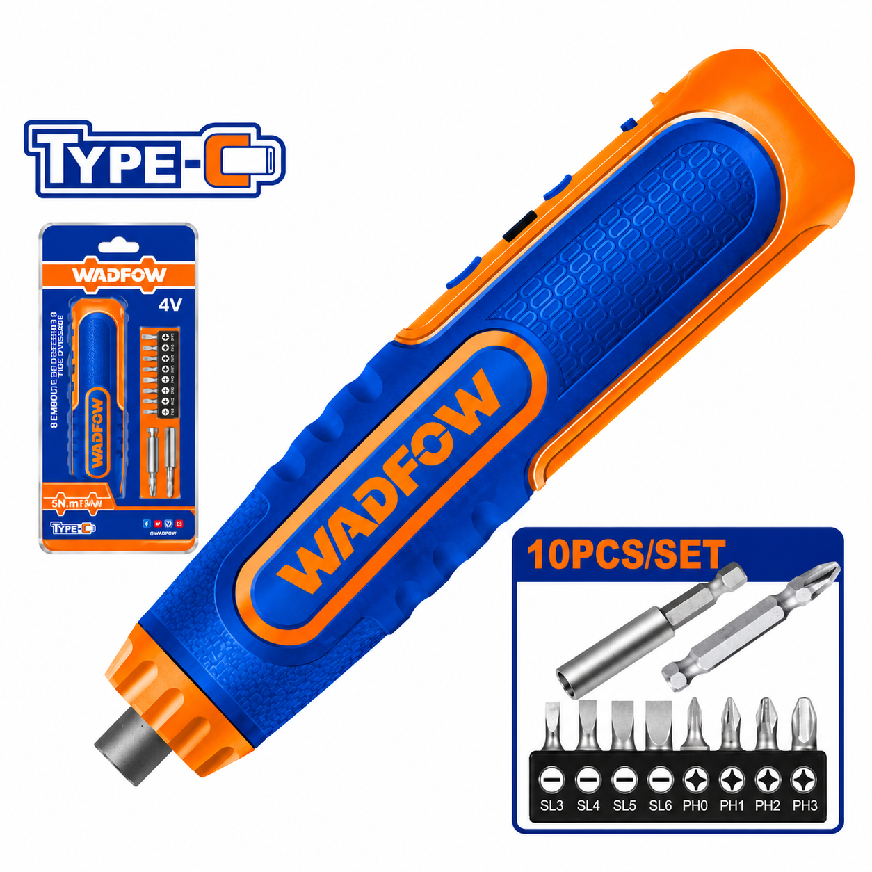 Tournevis Électrique Sans Fil 4V WADFOW – Kit Complet avec 10 Embouts