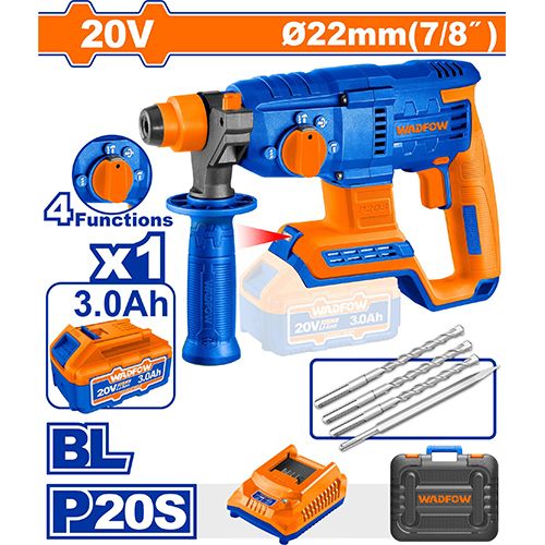 Marteau perforateur sans fil 20 V 52 Nm + 2 batteries et chargeur