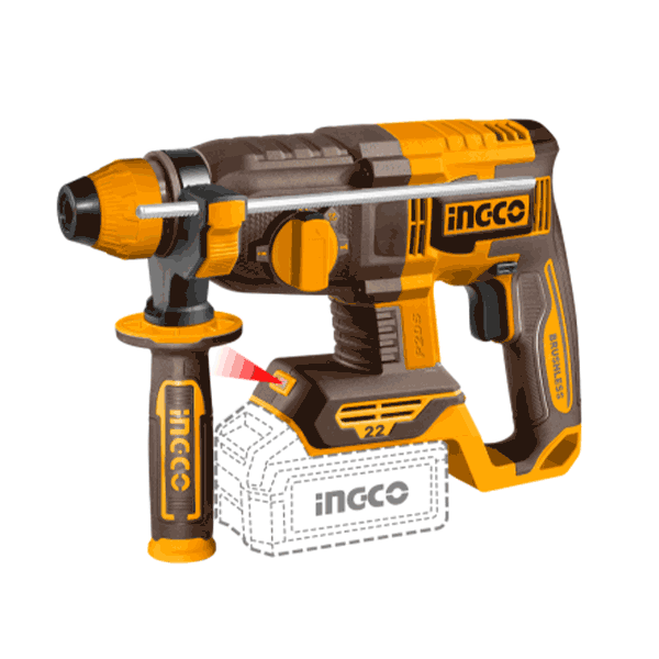 Marteau perforateur sans fil SDS Plus 20 V 22 mm avec 2 batteries 4,0 Ah et 1 chargeur pour bois, acier et béton - image 2