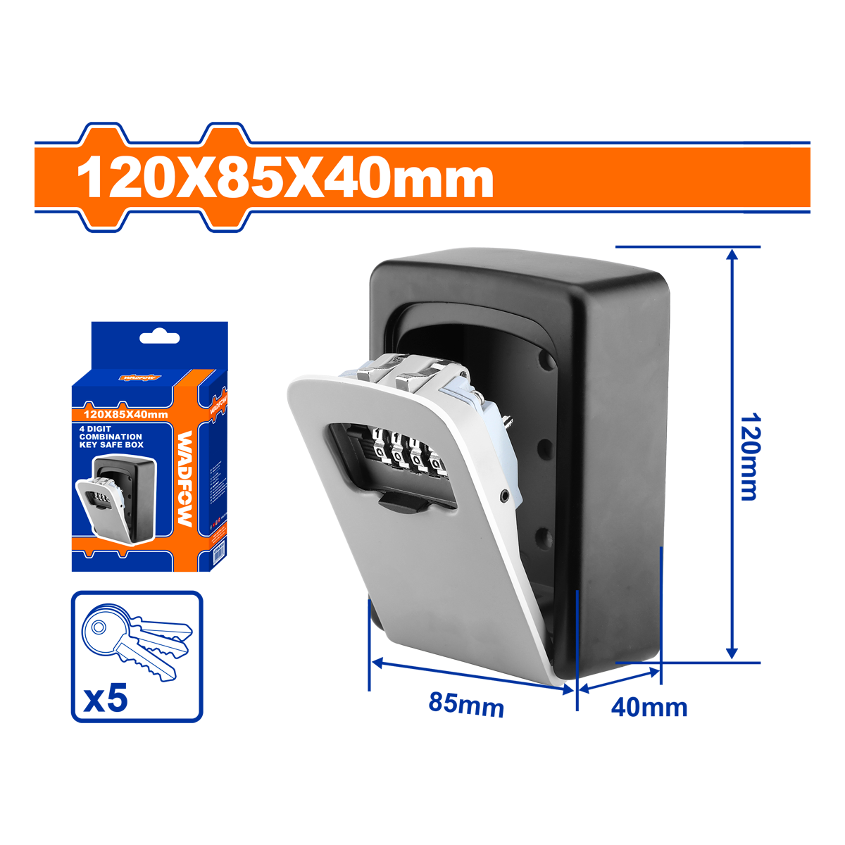 Boîte à clés sécurisée à combinaison 4 chiffres 120×85×40mm