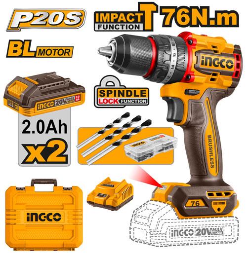 Perceuse à impact sans fil Brushless 20V – 76Nm
