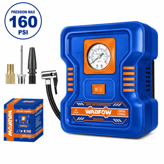 Mini Compresseur d'Air 12V – 160 PSI avec Adaptateurs Multi-Usages