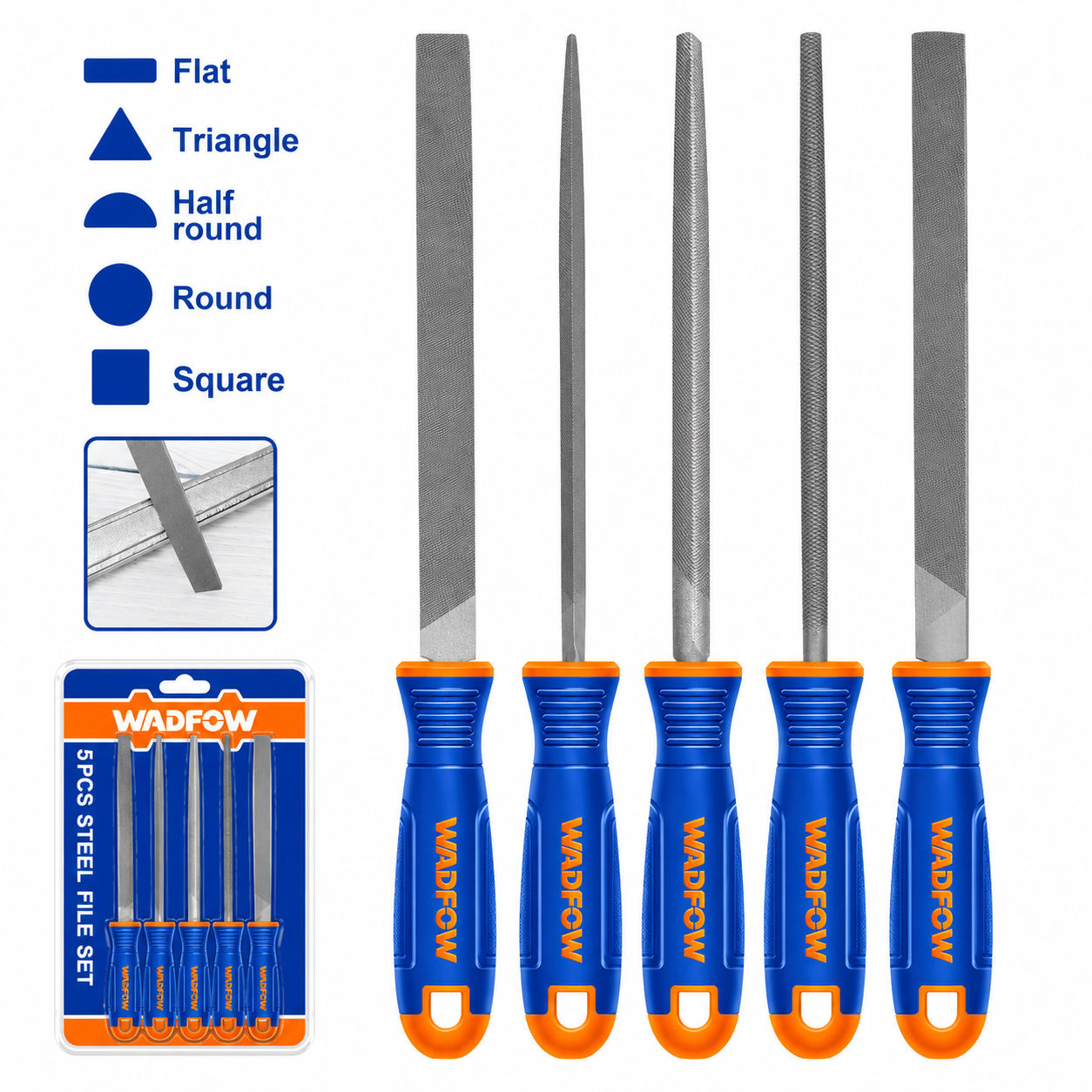 Lot de 5 limes industrielles en acier T12 de 200 mm (8 pouces)