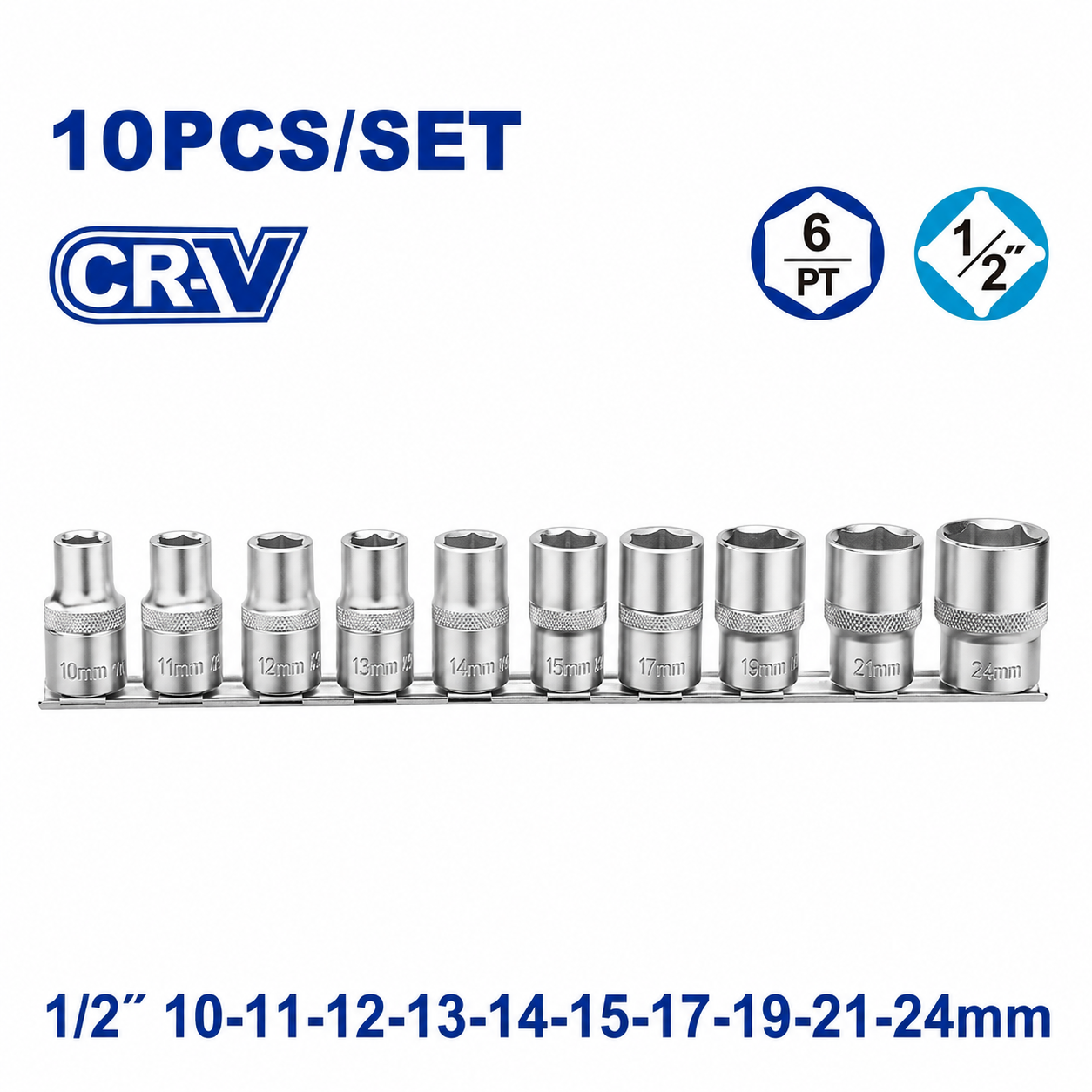 Jeu de 10 douilles 1/2"