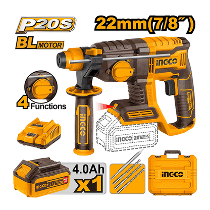 "Marteau perforateur 22mm 20V + 1Batterie 4Ah"