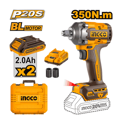 Boulonneuse à choc sans charbons 20V 1/2" 350 Nm 2Batt 2Ah et 1 Chargeur