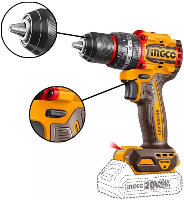 Perceuse-visseuse sans fil Brushless 20V – 55Nm