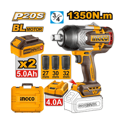 Boulonneuse brushless 3/4 20V 1350nm ingco
