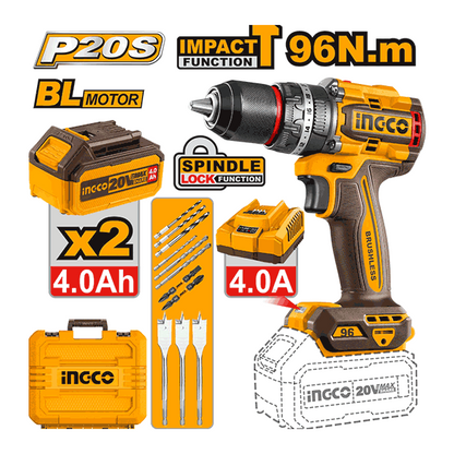 Visseuse à percussion sans fil Brushless 20V 96Nm 2 Batt 4Ah Et 1 Chargeur
