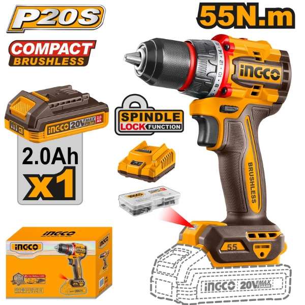 Visseuse 20V  Brushless 1 Batterie Ingco