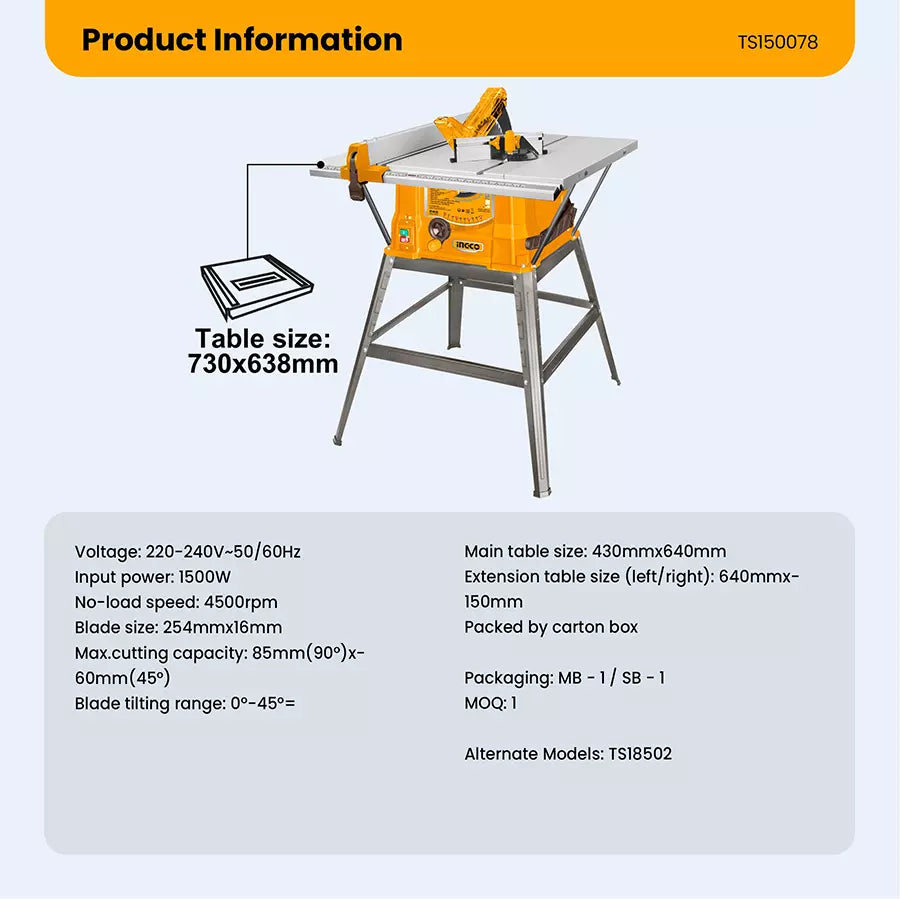 Scie sur table 1500W 254 mm