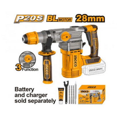 Marteau perforateur SDS Plus Sans Charbons 20V 28mm+6access