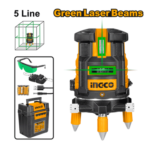 Laser Linéaire 1 ligne horizontale et 4 lignes verticales Laser Vert 0-30M