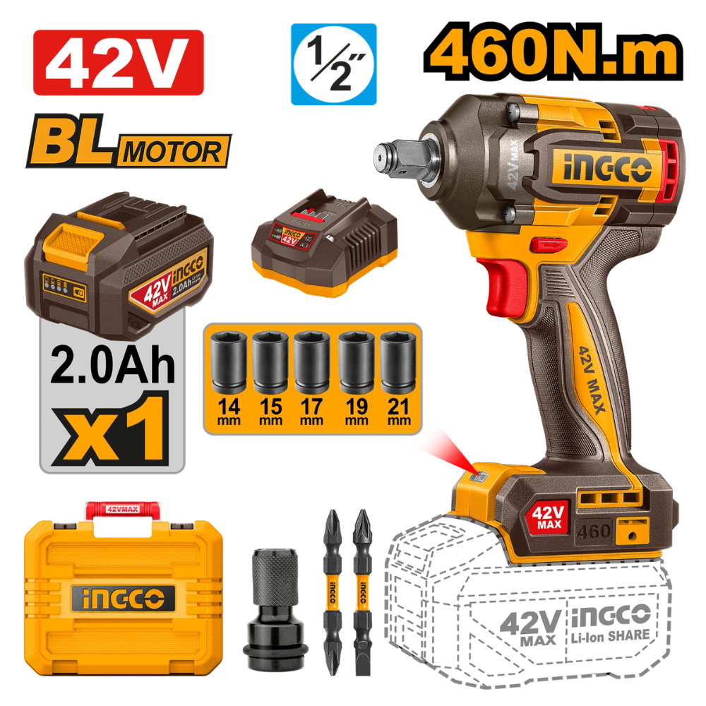 Clé à chocs sans fil Brushless 42V – 460Nm