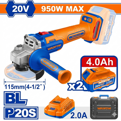 Meuleuse d'angle sans fil brushless 20V – 115mm
