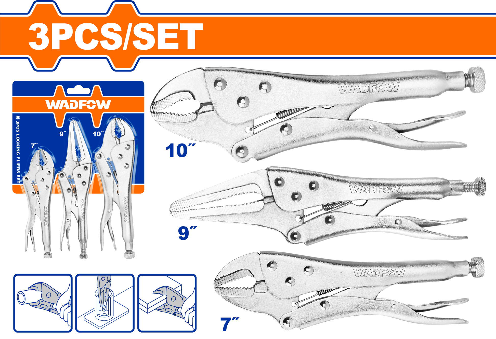 Locking Pliers Set 3 Piece