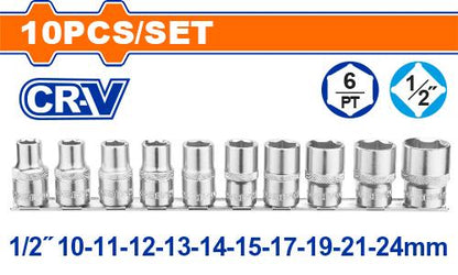 10 Pcs 1/2" Socket set