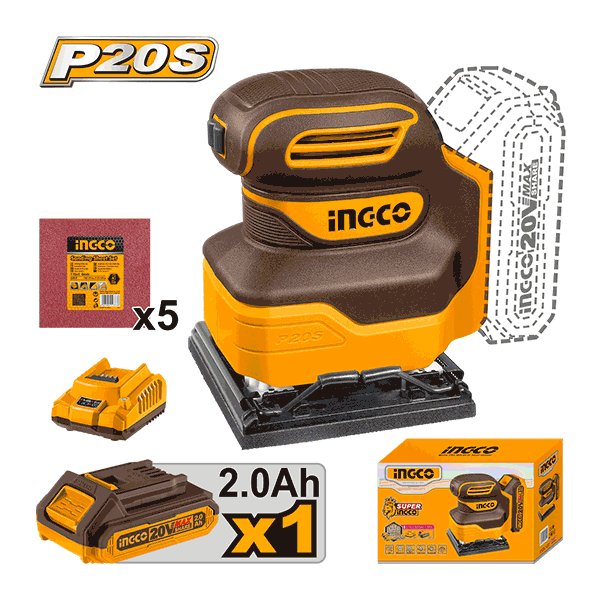 Ponceuse vibrante 20V 1 Batterie 110mm plateau carré