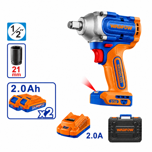 Clé à Chocs Sans Fil 20V Brushless – 330 Nm avec 2 Batteries 2.0Ah
