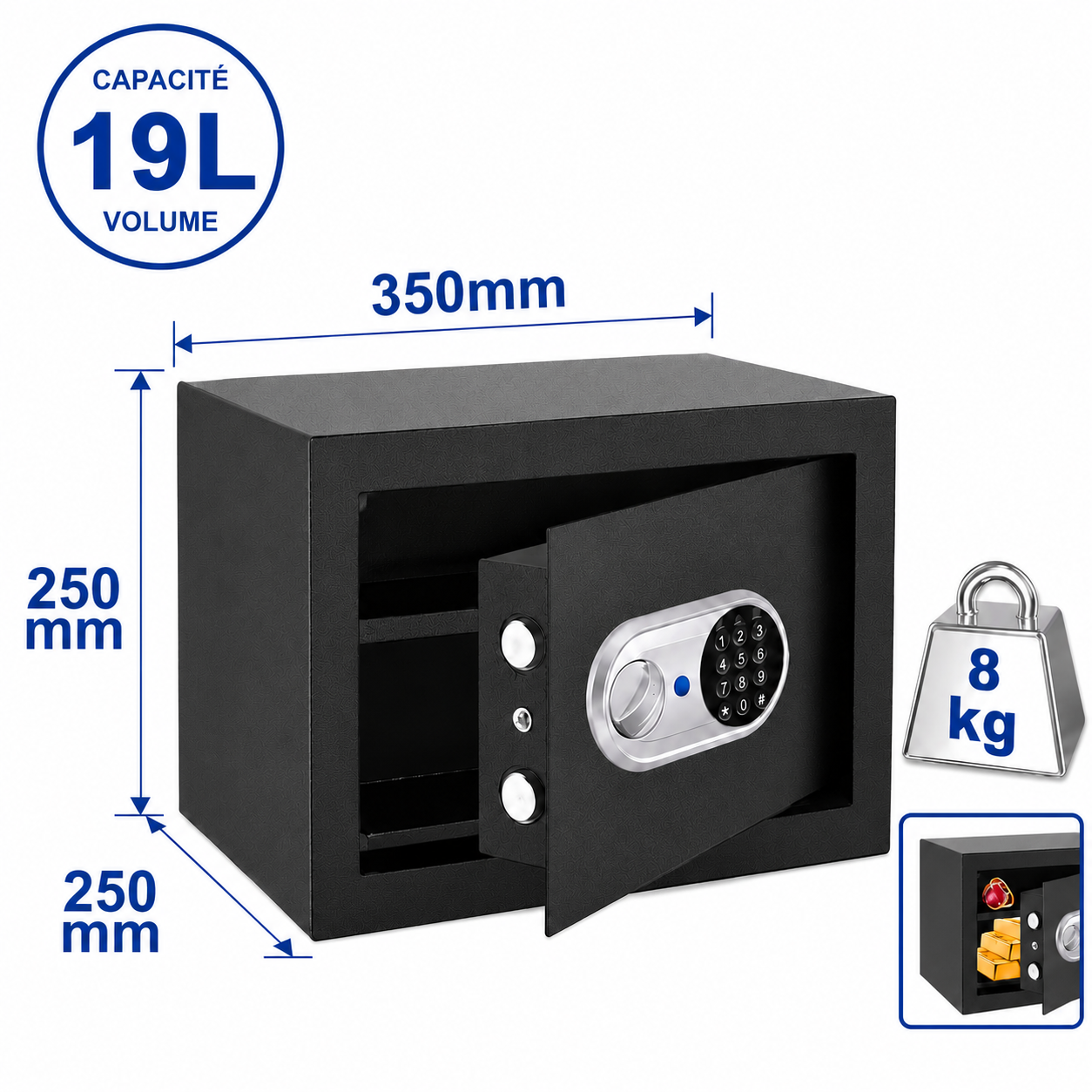 Coffre-Fort Électronique  19 Litres avec Code Numérique