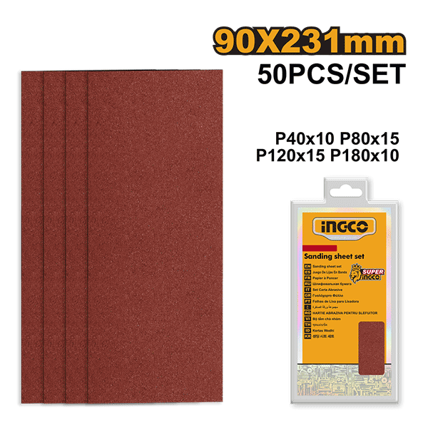 Jeu feuilles abrasives ponçage 50pcs 90*231mm