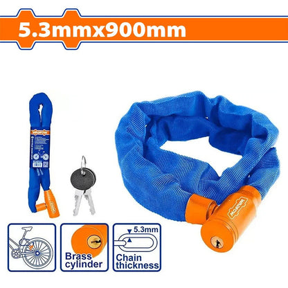 5.3mm x 900mm 100% Brass Cylinder Bicycle Chain Lock