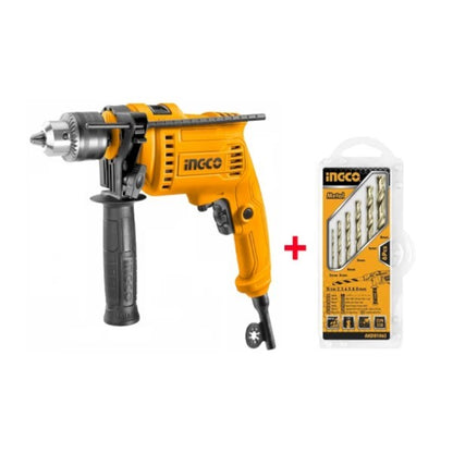Perceuse à percussion 13mm 680w + set de 6 forêts hss